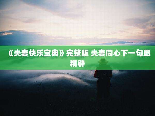 《夫妻快乐宝典》完整版 夫妻同心下一句最精辟