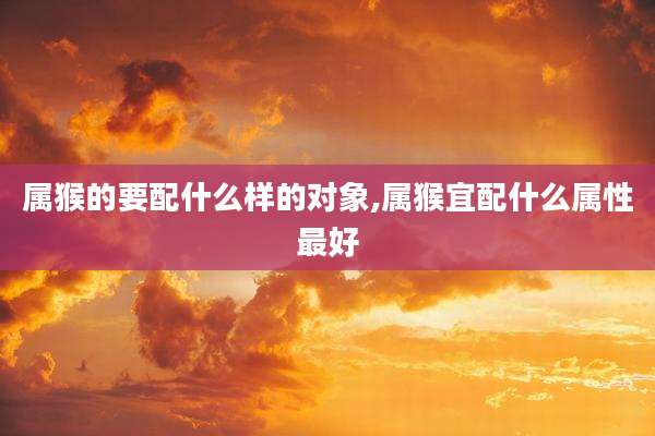 属猴的要配什么样的对象,属猴宜配什么属性最好