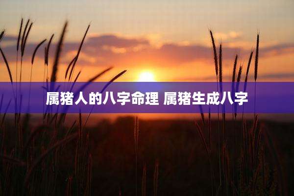 属猪人的八字命理 属猪生成八字