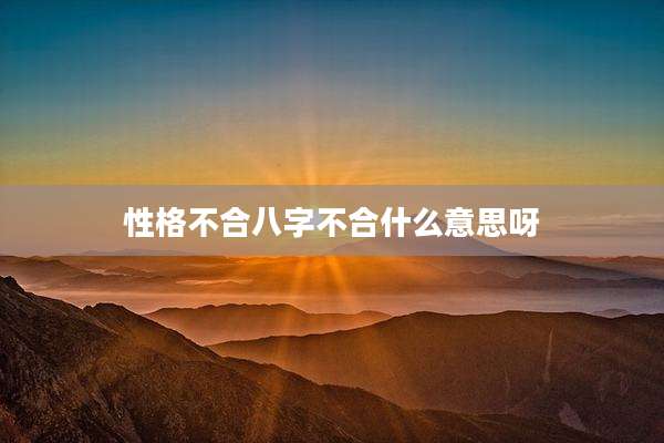 性格不合八字不合什么意思呀