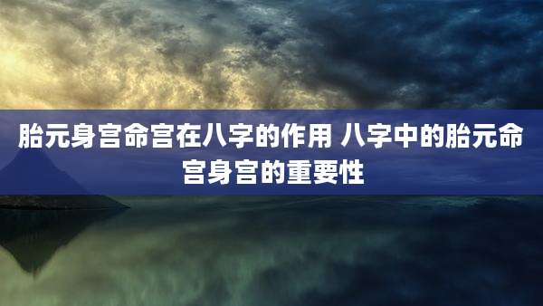 胎元身宫命宫在八字的作用 八字中的胎元命宫身宫的重要性
