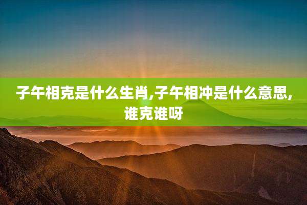子午相克是什么生肖,子午相冲是什么意思,谁克谁呀