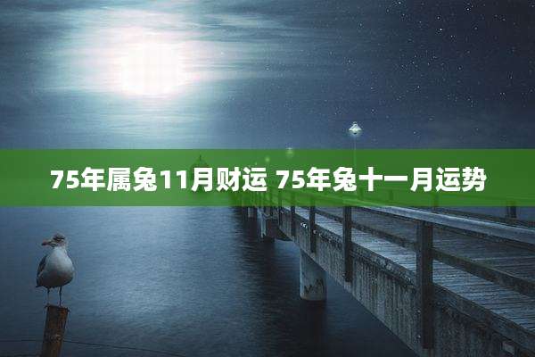 75年属兔11月财运 75年兔十一月运势