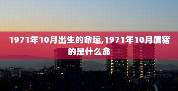 1971年10月出生的命运,1971年10月属猪的是什么命