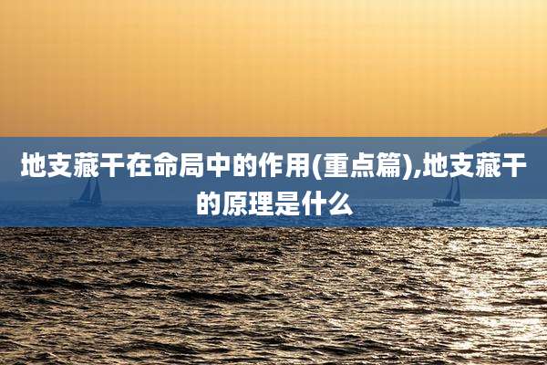 地支藏干在命局中的作用(重点篇),地支藏干的原理是什么