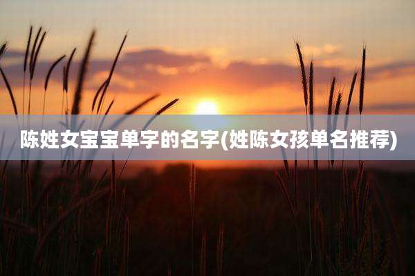 陈姓女宝宝单字的名字(姓陈女孩单名推荐)