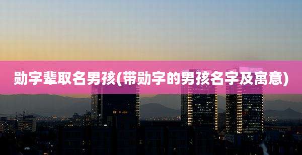 勋字辈取名男孩(带勋字的男孩名字及寓意)