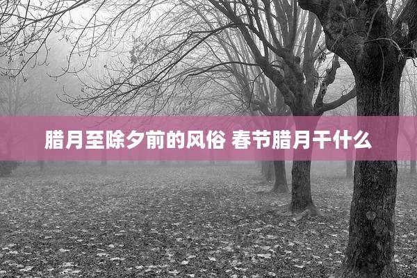 腊月至除夕前的风俗 春节腊月干什么