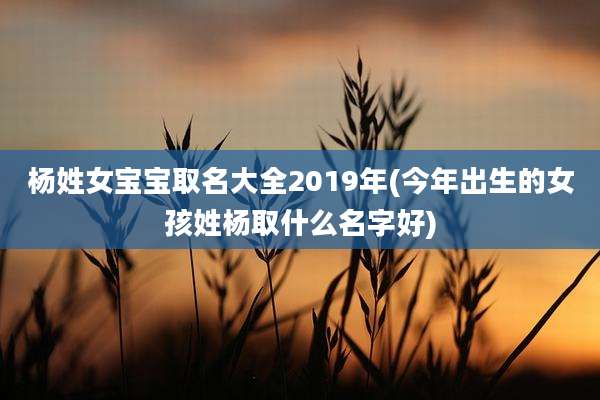 杨姓女宝宝取名大全2019年(今年出生的女孩姓杨取什么名字好)