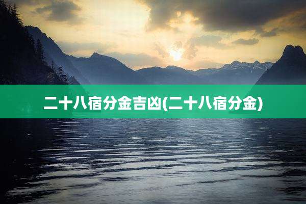 二十八宿分金吉凶(二十八宿分金)