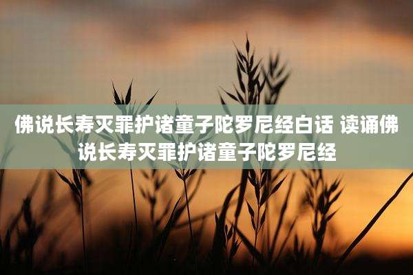 佛说长寿灭罪护诸童子陀罗尼经白话 读诵佛说长寿灭罪护诸童子陀罗尼经