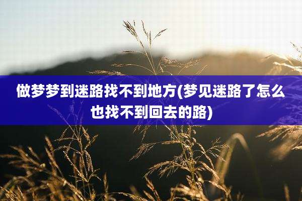 做梦梦到迷路找不到地方(梦见迷路了怎么也找不到回去的路)