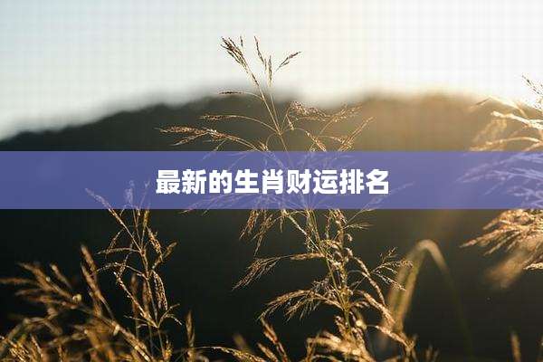 最新的生肖财运排名