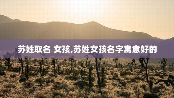 苏姓取名 女孩,苏姓女孩名字寓意好的