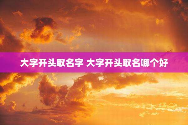 大字开头取名字 大字开头取名哪个好