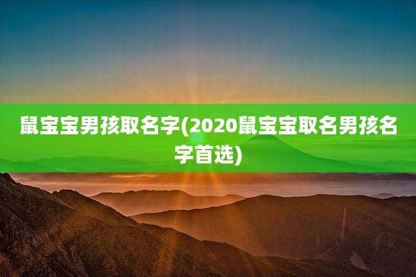鼠宝宝男孩取名字(2020鼠宝宝取名男孩名字首选)