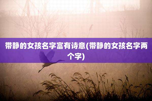 带静的女孩名字富有诗意(带静的女孩名字两个字)