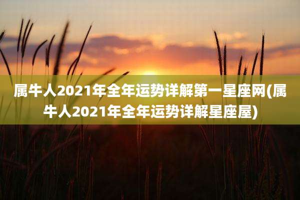 属牛人2021年全年运势详解第一星座网(属牛人2021年全年运势详解星座屋)