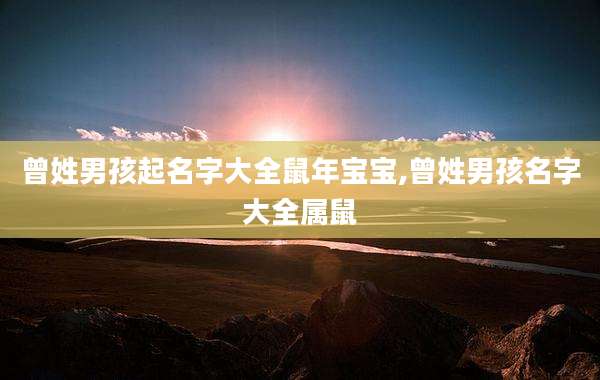 曾姓男孩起名字大全鼠年宝宝,曾姓男孩名字大全属鼠