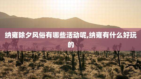 纳雍除夕风俗有哪些活动呢,纳雍有什么好玩的