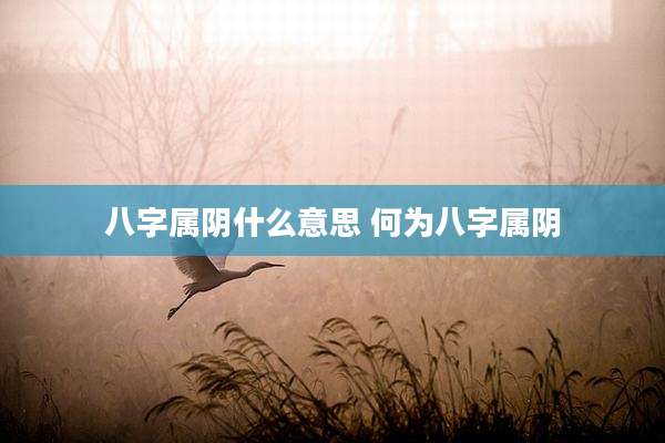 八字属阴什么意思 何为八字属阴