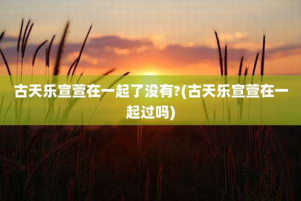 古天乐宣萱在一起了没有?(古天乐宣萱在一起过吗)