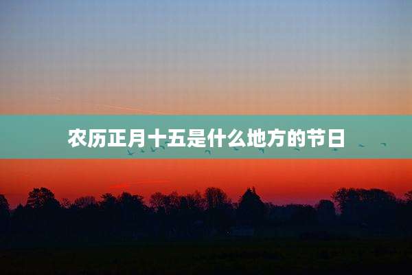 农历正月十五是什么地方的节日