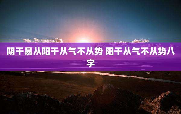 阴干易从阳干从气不从势 阳干从气不从势八字