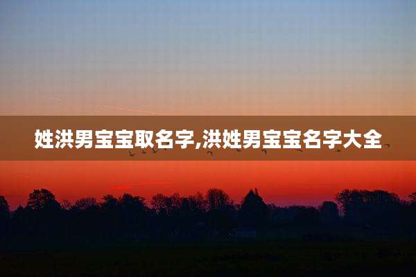 姓洪男宝宝取名字,洪姓男宝宝名字大全