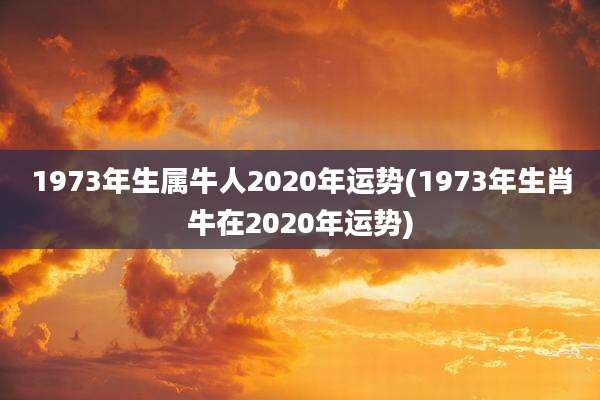 1973年生属牛人2020年运势(1973年生肖牛在2020年运势)