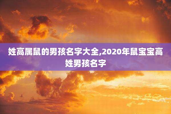 姓高属鼠的男孩名字大全,2020年鼠宝宝高姓男孩名字
