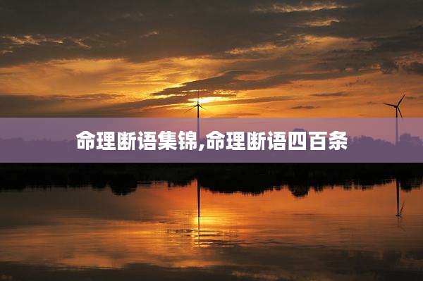 命理断语集锦,命理断语四百条