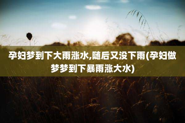 孕妇梦到下大雨涨水,随后又没下雨(孕妇做梦梦到下暴雨涨大水)