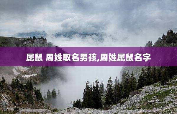 属鼠 周姓取名男孩,周姓属鼠名字