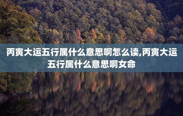 丙寅大运五行属什么意思啊怎么读,丙寅大运五行属什么意思啊女命