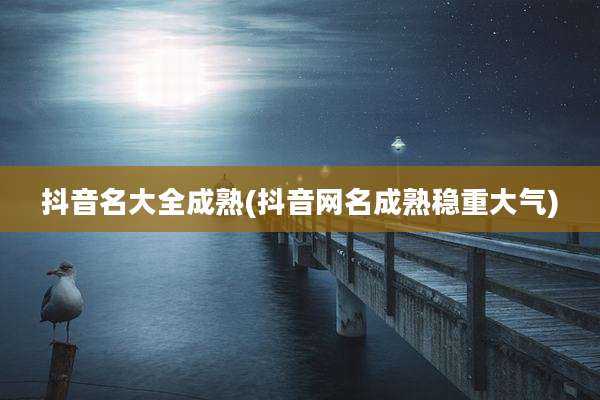 抖音名大全成熟(抖音网名成熟稳重大气)
