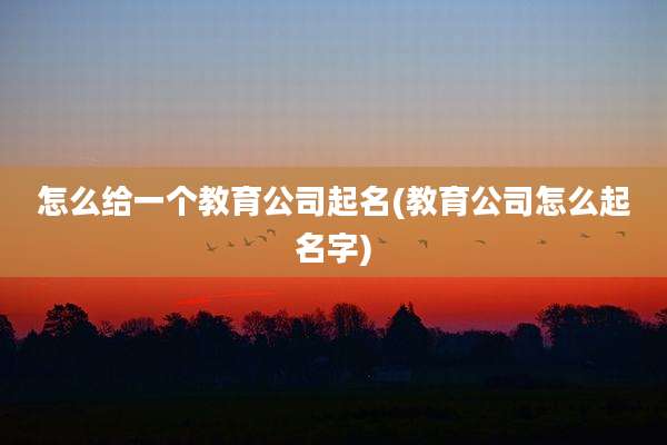 怎么给一个教育公司起名(教育公司怎么起名字)
