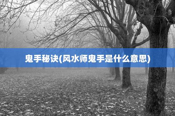 鬼手秘诀(风水师鬼手是什么意思)