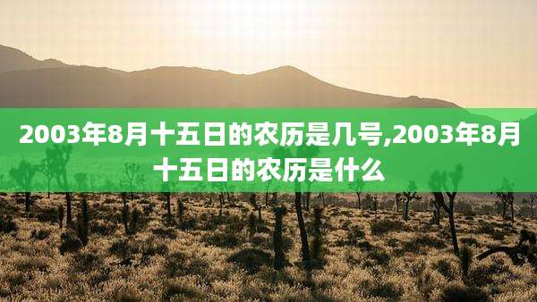 2003年8月十五日的农历是几号,2003年8月十五日的农历是什么