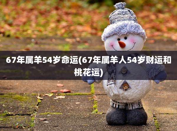 67年属羊54岁命运(67年属羊人54岁财运和桃花运)
