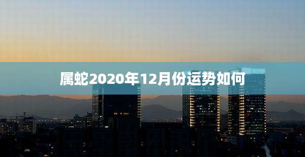 属蛇2020年12月份运势如何