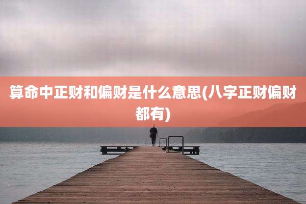 算命中正财和偏财是什么意思(八字正财偏财都有)