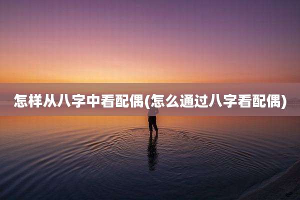 怎样从八字中看配偶(怎么通过八字看配偶)