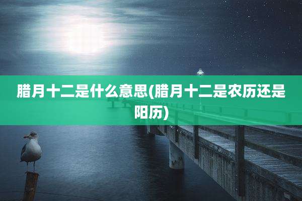 腊月十二是什么意思(腊月十二是农历还是阳历)