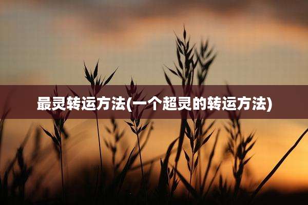 最灵转运方法(一个超灵的转运方法)