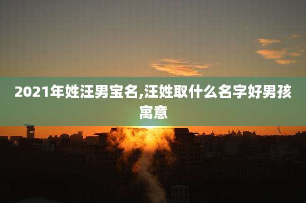 2021年姓汪男宝名,汪姓取什么名字好男孩寓意