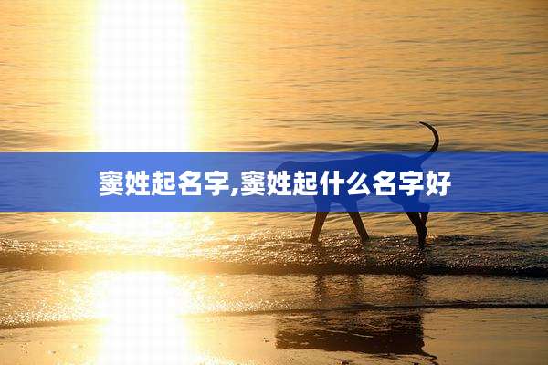 窦姓起名字,窦姓起什么名字好