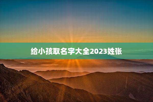 给小孩取名字大全2023姓张