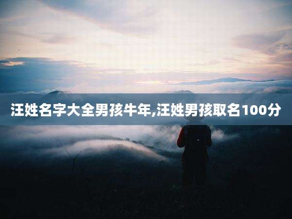 汪姓名字大全男孩牛年,汪姓男孩取名100分