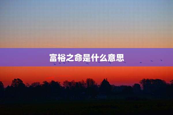 富裕之命是什么意思